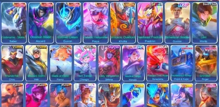 ML688 Mega Collector 4 | 459 Skins | 4 Legend | Neo Beast Fredrinn | AOT Levi | Dawning Chou and Vale (G)